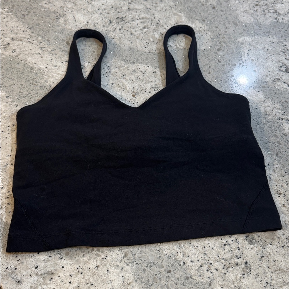 Lululemon Black Cropped Workout Tank Top w/ built in bra.
